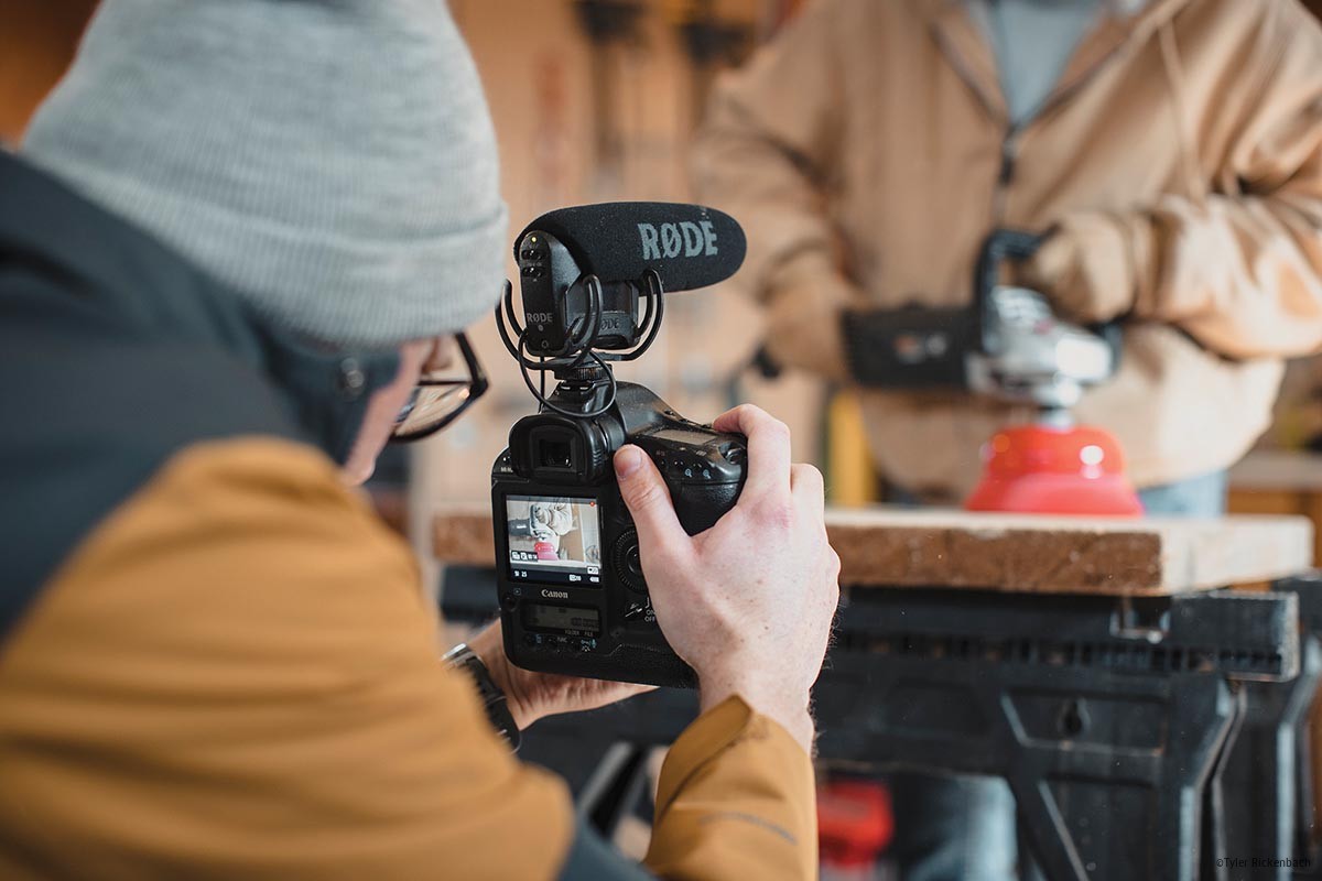 Business video production in a workshop
